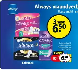 Kruidvat Always maandverband en inlegkruisjes aanbieding