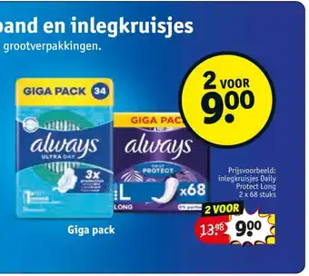 Kruidvat Always maandverband en inlegkruisjes aanbieding