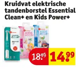 Kruidvat Kruidvat elektrische tandenborstel Essential Clean+ en Kids Power+ aanbieding