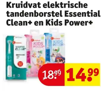 Kruidvat Kruidvat elektrische tandenborstel Essential Clean+ en Kids Power+ aanbieding