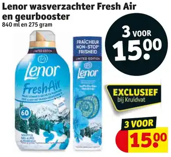 Kruidvat Lenor wasverzachter Fresh Air en geurbooster aanbieding
