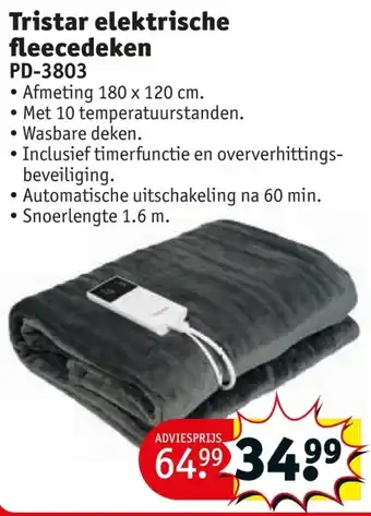 Kruidvat Tristar elektrische fleecedeken aanbieding