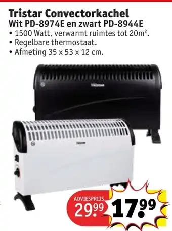 Kruidvat Tristar Convectorkachel Wit PD-8974E en zwart PD-8944E aanbieding