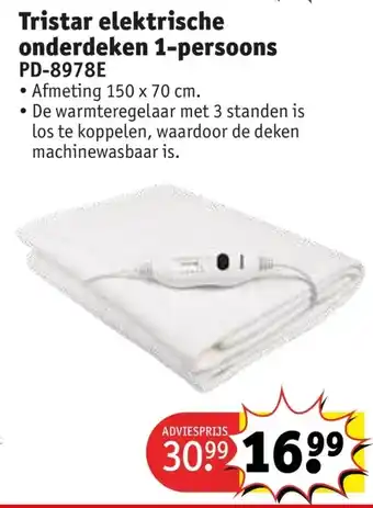 Kruidvat Tristar elektrische onderdeken 1 persoons aanbieding