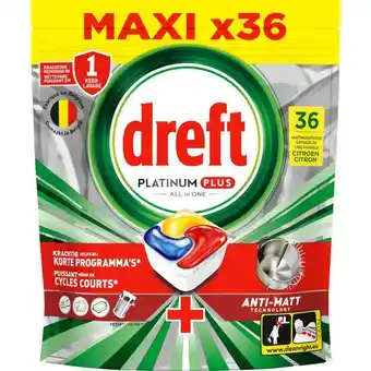 Etos Dreft Platinum Plus Citroen Vaatwastabletten 36st aanbieding