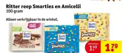 Kruidvat Ritter reep Smarties en Amicelli aanbieding