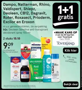 Etos Dampo, Natterman, Rhino, Valdispert, Shiepz, Deoleen, CB12, Dagravit, Roter, Roxasect, Prioderm, Excilor en Eroxon aanbieding