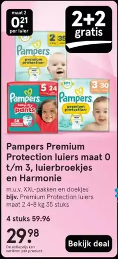 Etos Pampers Premium Protection luiers maat O t/m 3, luierbroekjes en Harmonie aanbieding