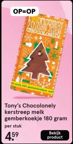 Etos Tony's Chocolonely kerstreep melk gemberkoekje aanbieding