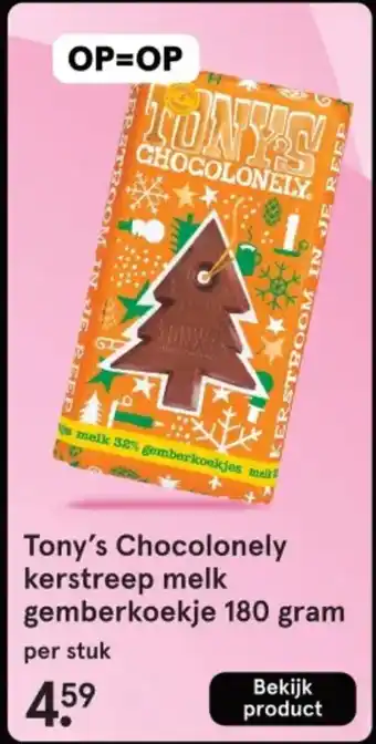 Etos Tony's Chocolonely kerstreep melk gemberkoekje aanbieding