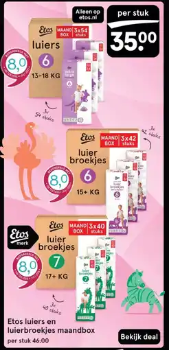 Etos Etos luiers en luierbroekjes maandbox aanbieding