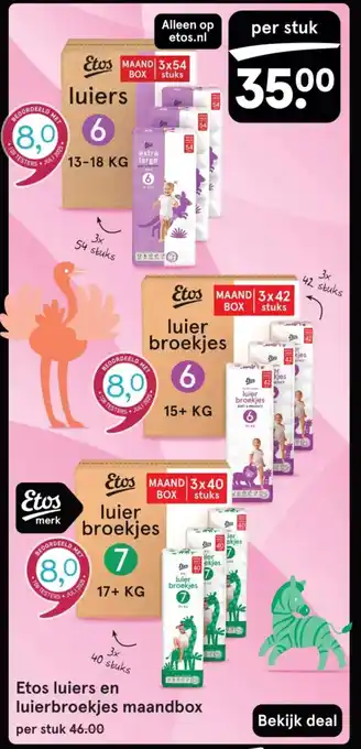 Etos Etos luiers en luierbroekjes maandbox aanbieding