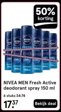 Etos NIVEA MEN Fresh Active deodorant spray aanbieding