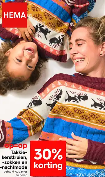HEMA Takkie kersttruien, sokken en nachtmode aanbieding