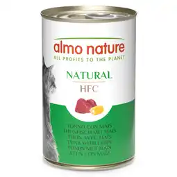 Zooplus 12 + 6 gratis! Almo Nature HFC Natural natvoer voor katten 18 x 140 g - Tonijn met Mais aanbieding