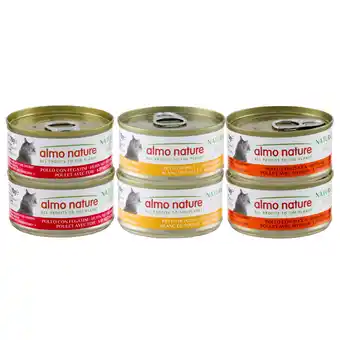 Zooplus 12 + 6 gratis! Almo Nature HFC natvoer voor katten 18 x 70 g - Natural Mixpakket met Kip aanbieding