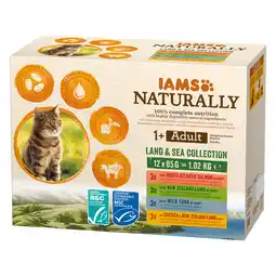 Zooplus 40 + 8 Gratis! IAMS Naturally natvoer 48 x 85 g - Naturally Adult: Land & Sea Mix (48 x 85 g) aanbieding