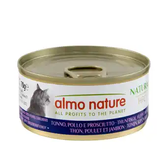 Zooplus 12 + 6 gratis! Almo Nature HFC natvoer voor katten 18 x 70 g - Natural Tonijn, Kip & ham aanbieding