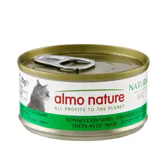 Zooplus 12 + 6 gratis! Almo Nature HFC natvoer voor katten 18 x 70 g - Natural Tonijn met Mais aanbieding