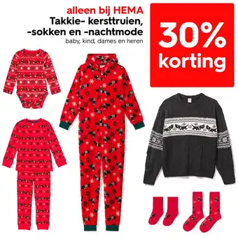 HEMA Takkie-kersttruien,sokken en nachtmode aanbieding