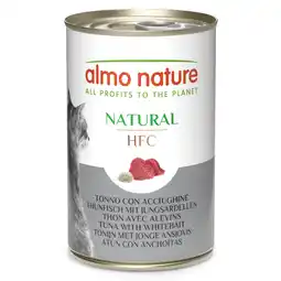 Zooplus 12 + 6 gratis! Almo Nature HFC Natural natvoer voor katten 18 x 140 g - Tonijn met Jonge Ansjovis aanbieding