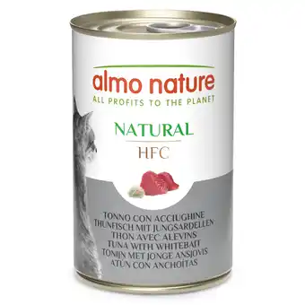 Zooplus 12 + 6 gratis! Almo Nature HFC Natural natvoer voor katten 18 x 140 g - Tonijn met Jonge Ansjovis aanbieding