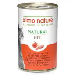 Zooplus 12 + 6 gratis! Almo Nature HFC Natural natvoer voor katten 18 x 140 g - Kip met Pompoen aanbieding