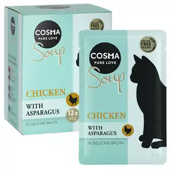 Zooplus 12x40g Soup Kippenborst met Asperge Cosma Kattenvoer aanbieding