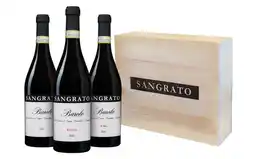 Wijnvoordeel Sangrato Barolo uit topjaren in wijnkist (3 flessen) aanbieding
