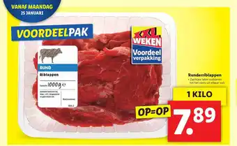 Lidl Runderriblappen 1 kilo aanbieding