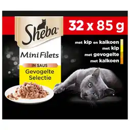 Pets Place Sheba Mini Filets In Saus Maaltijdkuipjes Multipack - Kattenvoer - Gevogelte 32x85 g aanbieding