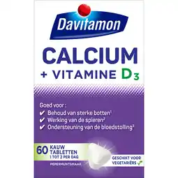Jumbo Davitamon Voedingssupplement Calsium + Vit D Mint 60 Tabletten aanbieding