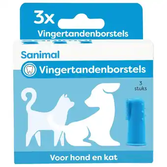 Pets Place Sanimal Vingertandenborstel - Hondenverzorging - 3 stuks aanbieding