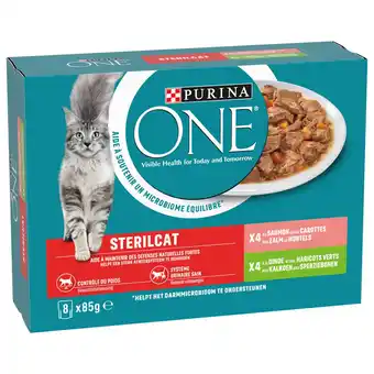 Pets Place Purina One Sterilcat Fijne Malse Reepjes In Saus - Kattenvoer - Zalm Kalkoen 8x85 g aanbieding