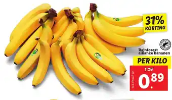 Lidl Rainforest alliance bananen aanbieding