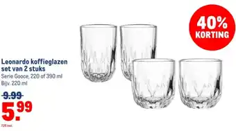 Makro Leonardo koffieglazen set van 2 stuks aanbieding