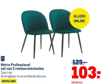 Makro Metro Professional set van 2 restaurantstoelen aanbieding