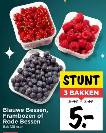 Vomar Voordeelmarkt Blauwe bessen, frambozen of rode bessen 125g aanbieding