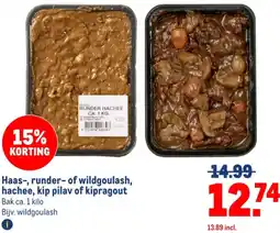 Makro Haas, runder of wildgoulash, hachee, kip pilav of kipragout aanbieding
