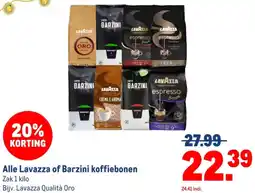 Makro Alle Lavazza of Barzini koffiebonen aanbieding