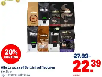 Makro Alle Lavazza of Barzini koffiebonen aanbieding