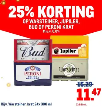 Makro Op warsteiner, jupiler, bud of peroni krat aanbieding