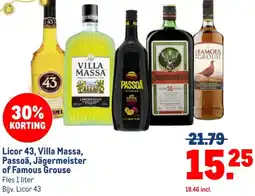 Makro Licor 43, Villa Massa, Passoã, Jägermeister of Famous Grouse aanbieding
