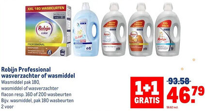 Makro Robijn Professional wasverzachter of wasmiddel aanbieding