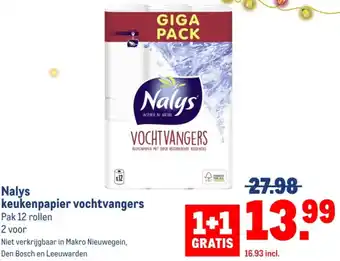 Makro Nalys keukenpapier vochtvangers aanbieding