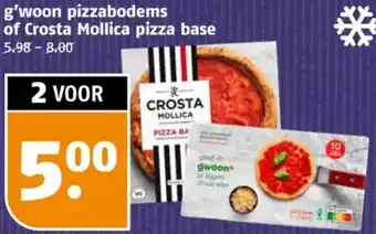 Poiesz G'woon pizzabodems of Crosta Mollica pizza base aanbieding