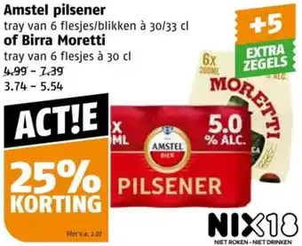 Poiesz Amstel pilsener of Birra Moretti aanbieding