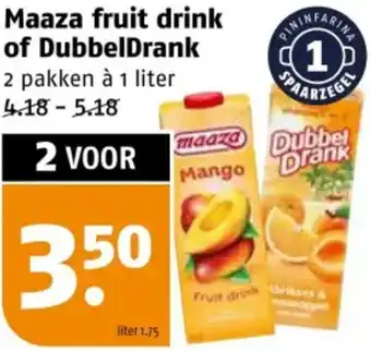 Poiesz Maaza fruit drink of DubbelDrank aanbieding