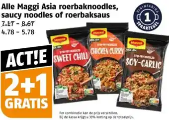 Poiesz Alle Maggi Asia roerbaknoodles, saucy noodles of roerbaksaus aanbieding