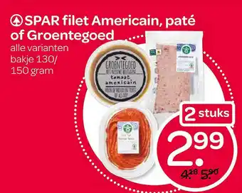 Spar Spar filet americain, paté of groentegoed 150gram aanbieding